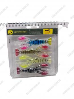 Набор силиконовых приманок Раки Spotshrimp 3.8" (95 мм), 4 шт. с ароматом кальмара Kymyang
