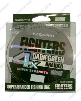 Шнур плетеный Kaida FIGHTERS DARK GREEN 4X 0.10мм - 0.35мм 300м