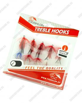 Крючок тройной с мушкой 3 Sharks Toughlon Cocktail Treble Hooks Assoted 10шт