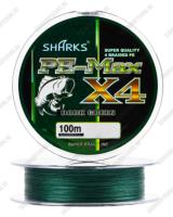 Шнур плетеный 3 Sharks MAX POWER X4 DARK GREEN 100м 10 пачек