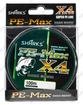 Шнур плетеный 3 Sharks MAX POWER X4 DARK GREEN 100м 10 пачек