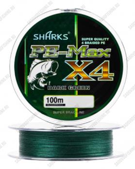 Шнур плетеный 3 Sharks MAX POWER X4 DARK GREEN 100м 10 пачек
