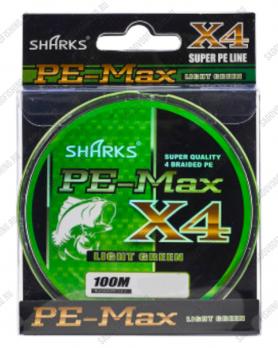 Шнур плетеный 3 Sharks MAX POWER X4 LIGHT GREEN 100м 10 пачек