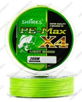 Шнур плетеный 3 Sharks MAX POWER X4 LIGHT GREEN 200м 10 пачек