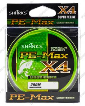 Шнур плетеный 3 Sharks MAX POWER X4 LIGHT GREEN 200м 10 пачек