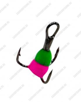 Крючок тройной с каплей Osprey 661501 #10-#14 50шт Зелёно-малиновый