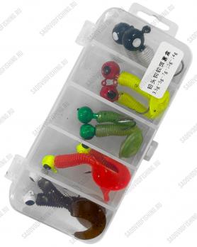 Силиконовая приманка с оснащением Osprey в кейсе 3.5-14гр