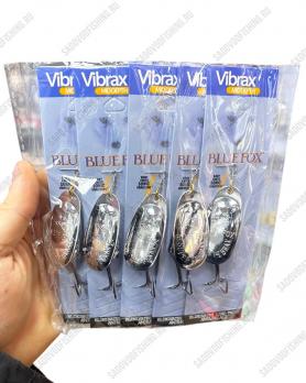 Блесна вращающаяся Dejia Vibrax Blue Fox 3гр-5гр Серебряный 5шт