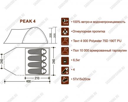 Палатка INDI Canadian PEAK 4, цвет оливково-серый