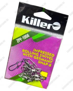 Карабин с вертлюгом 3 Sharks Killer Snap-B ZPY-1056 №2-№12 10 упаковок